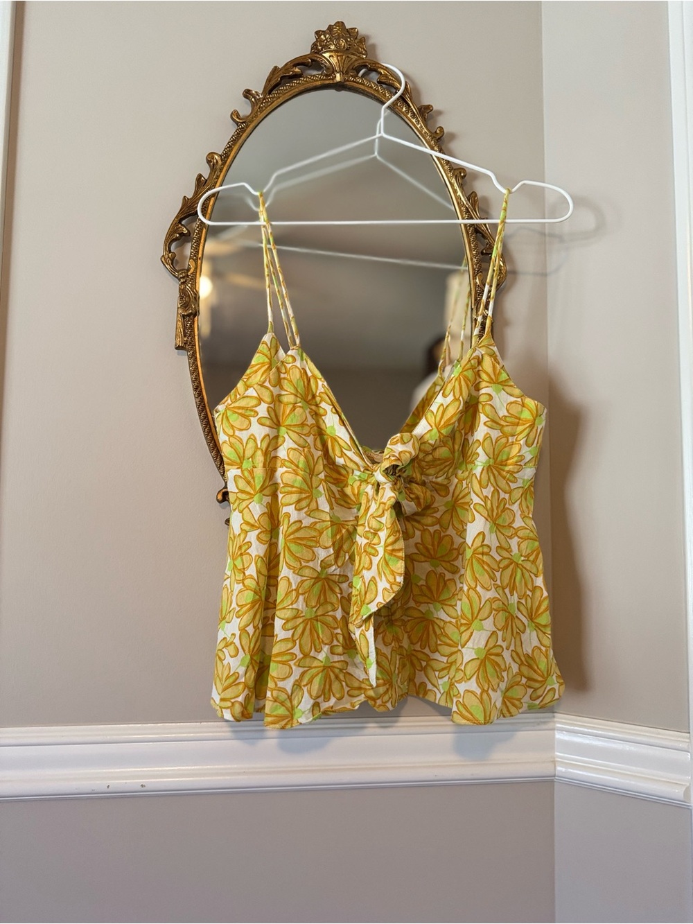 Zara Yellow Floral Tie-Front Camisole